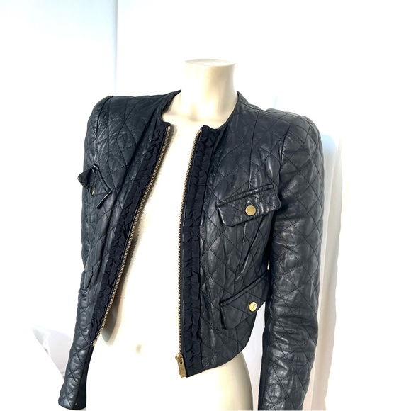 Bebe Black 100% Real  Leather Jacket - Picture 10 of 16